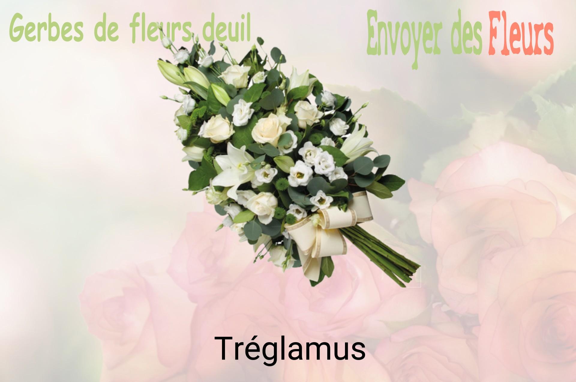 Gerbe de fleurs de deuil livrée à Tréglamus